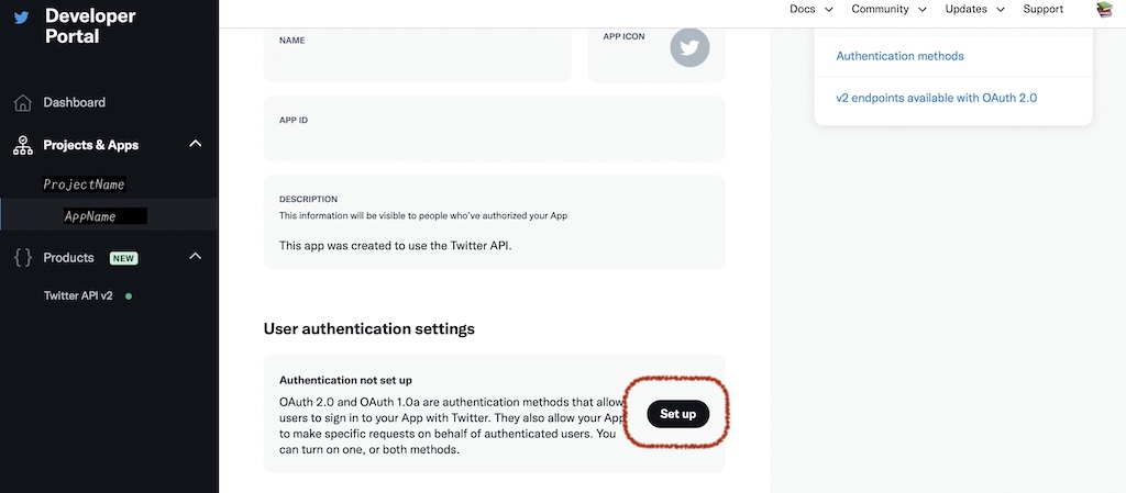 User authentication settings